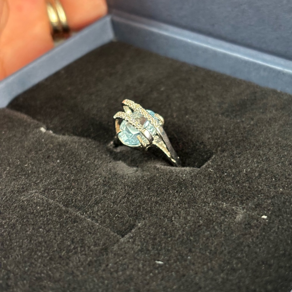 Topaz Blue Natural 3.88 CT Size 8 Ring w/ Diamond Accent - Picture 7 of 7